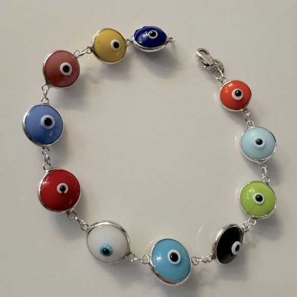 Sterling silver evil eye eye bracelet - Picture 3 of 3